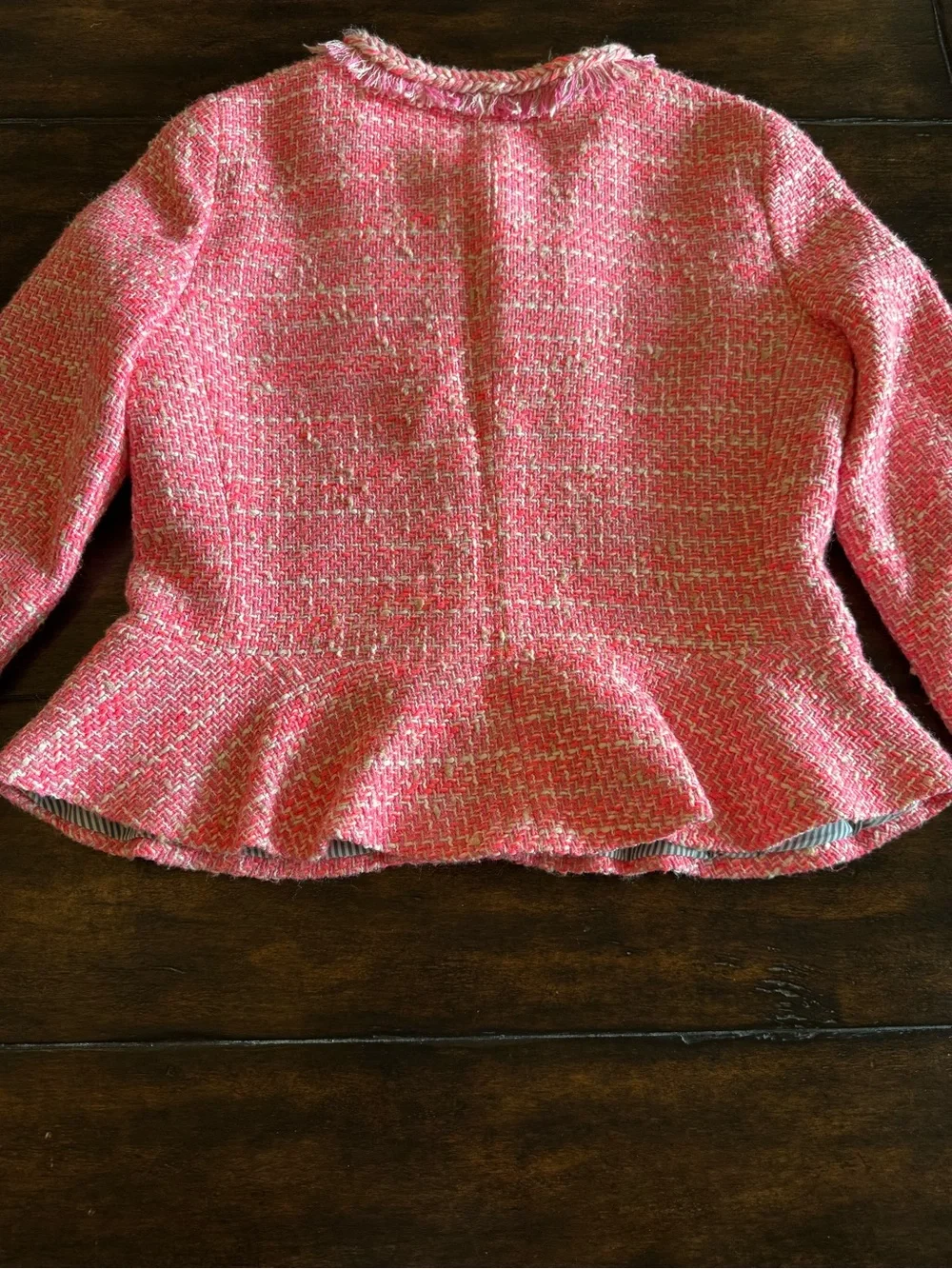 J. Crew Pink Tweed Peplum Jacket